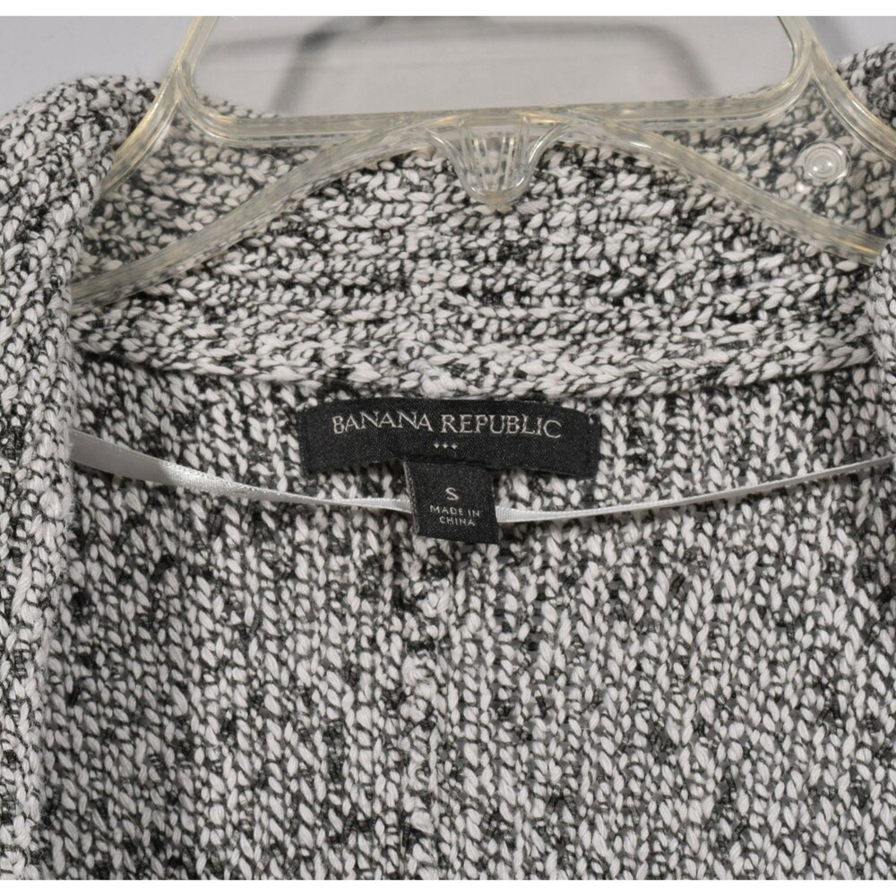 Banana Republic White Gray Marled Cotton Shawl Collar Slouch Cardigan Sweater S - Picture 3 of 3